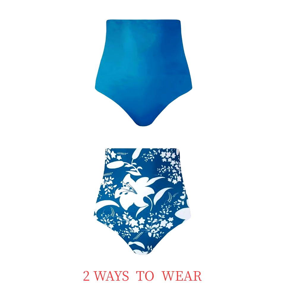 Blue Reversible Multi Wear Bikini And Sarong Swimsuit Set Blue Reversible Multi Wear Bikini And Sarong Swimsuit Set
