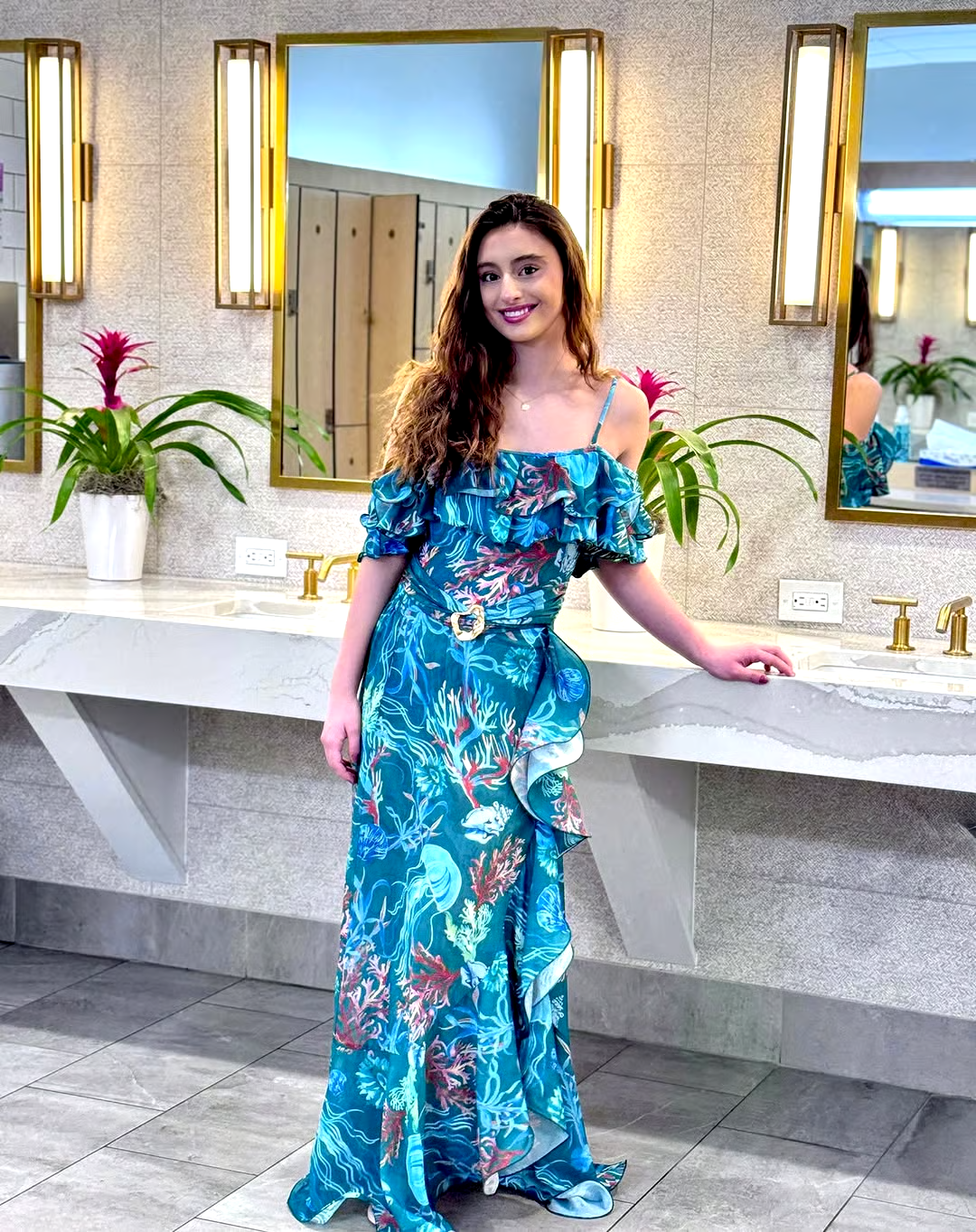 Removable Shoulder Strap Off Shoulder Marine Organism One Piece Swimsuit Set