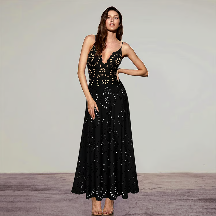 DBVACAY Laser Cutting Flower Hollow Flared Skirt Swimsuit Set DBVACAY Laser Cutting Flower Hollow Flared Skirt Swimsuit Set