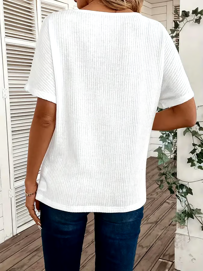 Women's Casual Loose V-neck Solid Color T-Shirt Women's Casual Loose V-neck Solid Color T-Shirt