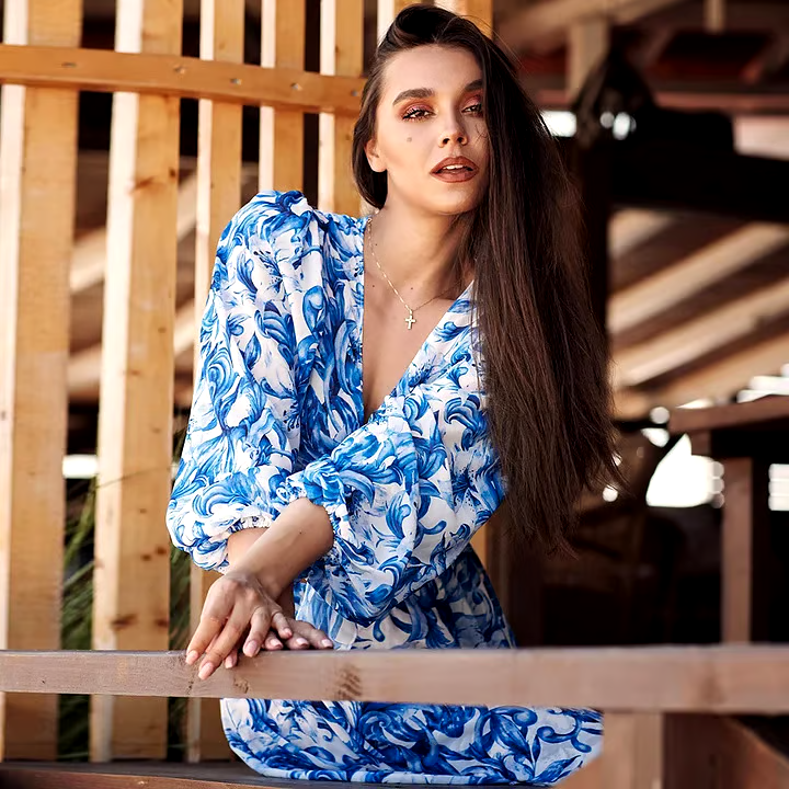 Floral Print Long Sleeves Tow Piece Swimsuit Set