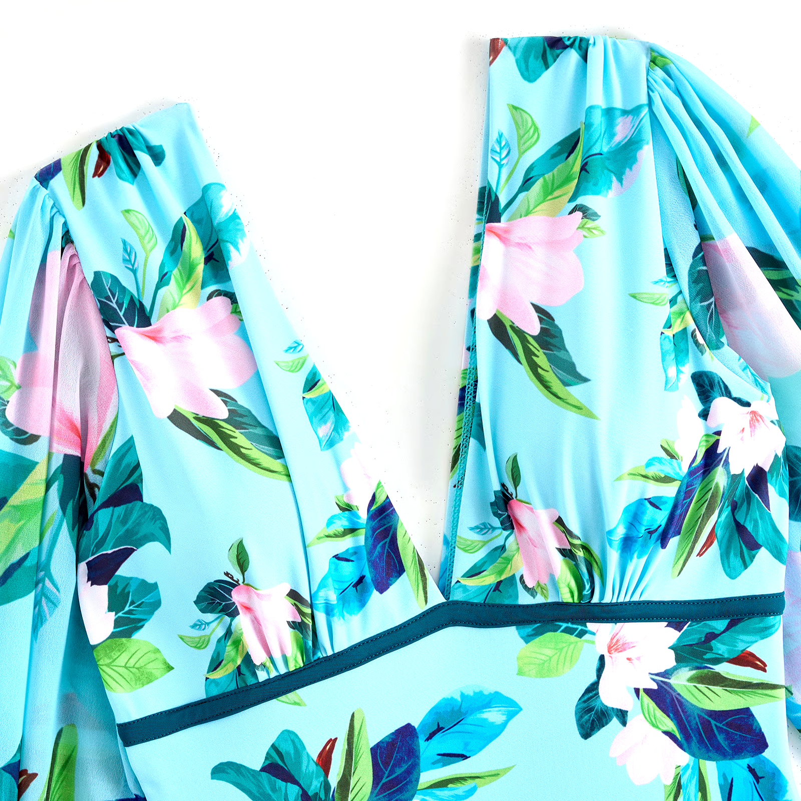 DBVACAY V Neck Floral Printed Long Sleeves Ruffled Wrap Skirt Swimsuit Set DBVACAY V Neck Floral Printed Long Sleeves Ruffled Wrap Skirt Swimsuit Set