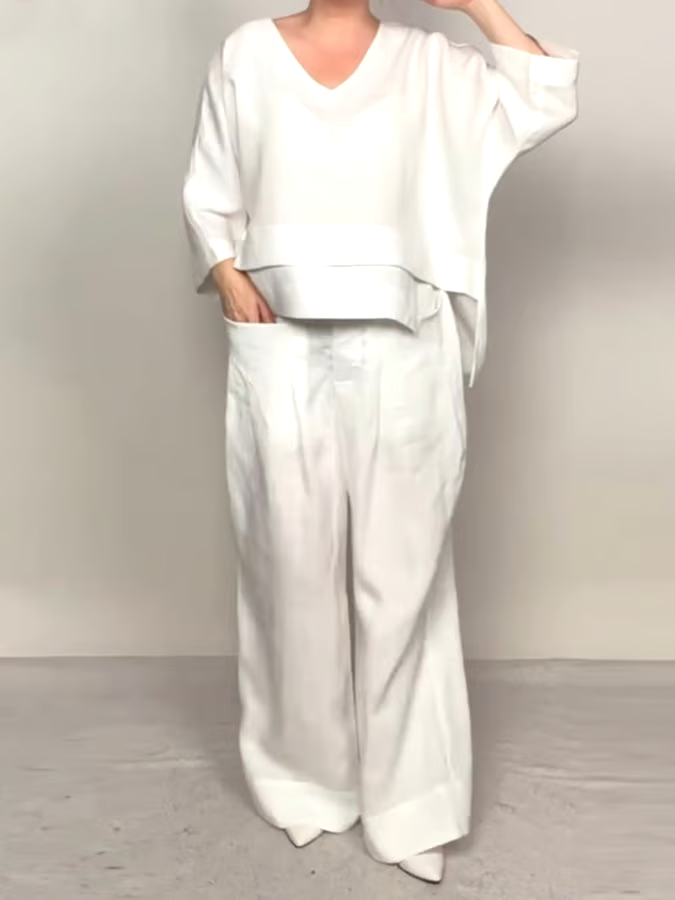 Women'S Casual Solid Color Irregular Cotton And Linen Suit Women'S Casual Solid Color Irregular Cotton And Linen Suit