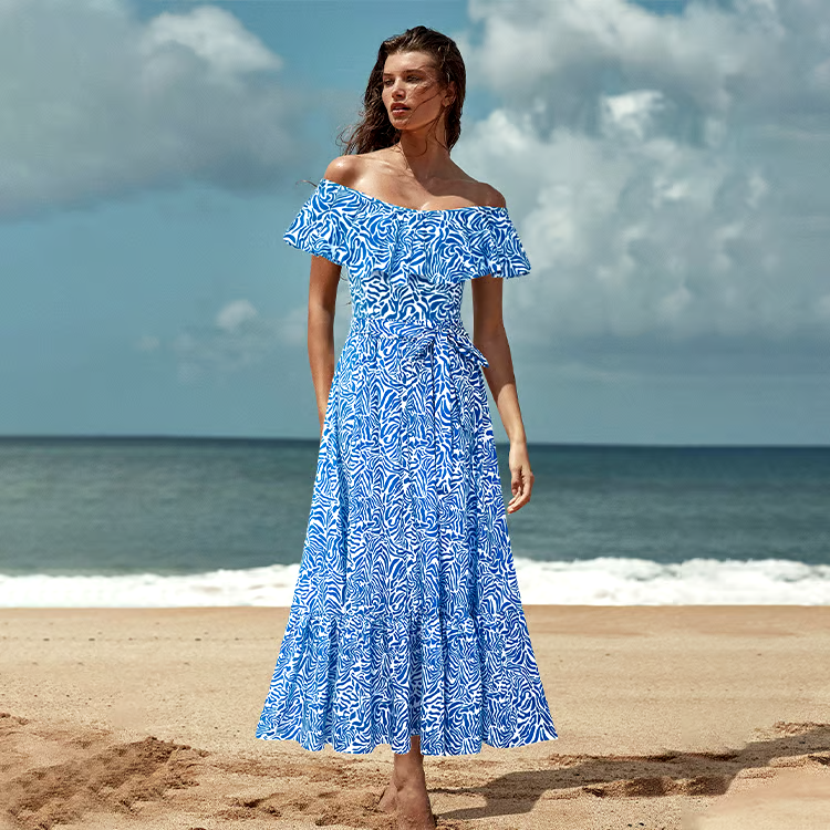 Ruffle Printed One Piece  Swimsuit Set