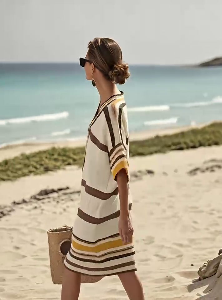 Women'S Contrast Striped Dress Women'S Contrast Striped Dress