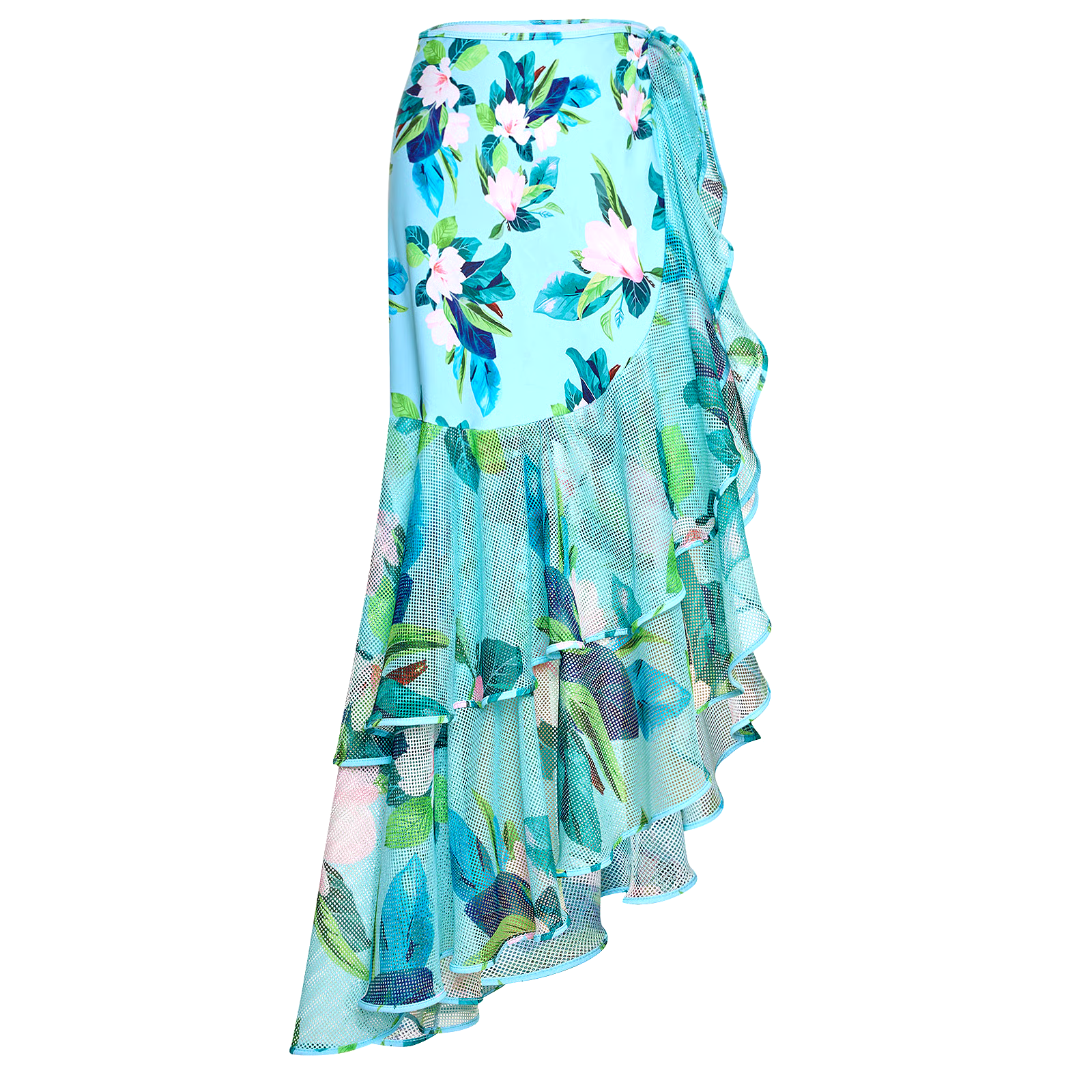 DBVACAY V Neck Floral Printed Long Sleeves Ruffled Wrap Skirt Swimsuit Set DBVACAY V Neck Floral Printed Long Sleeves Ruffled Wrap Skirt Swimsuit Set