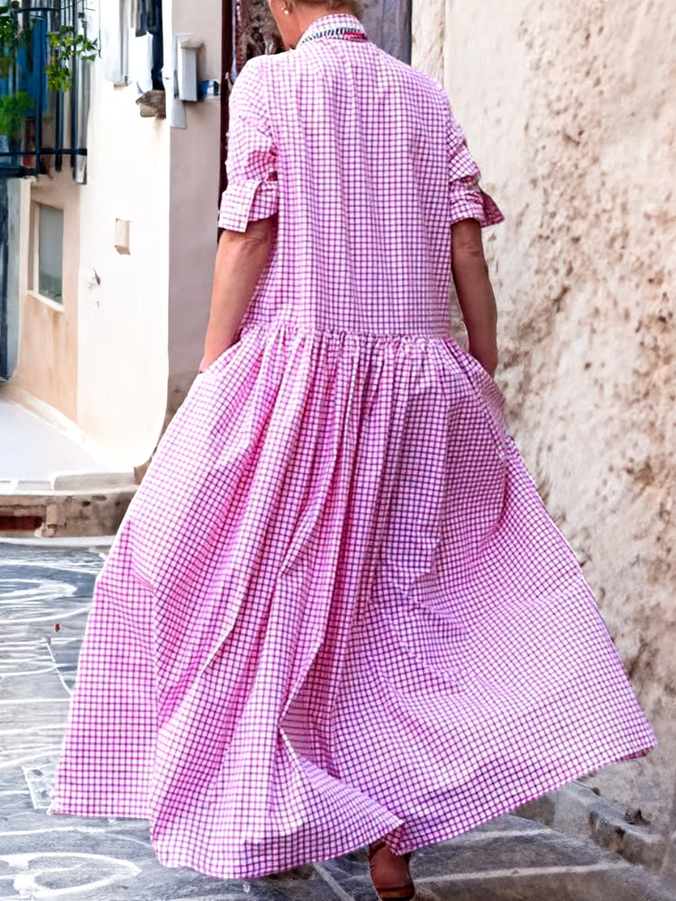 Women's Long Sleeve Shirt Patchwork Cotton Dress Women's Long Sleeve Shirt Patchwork Cotton Dress