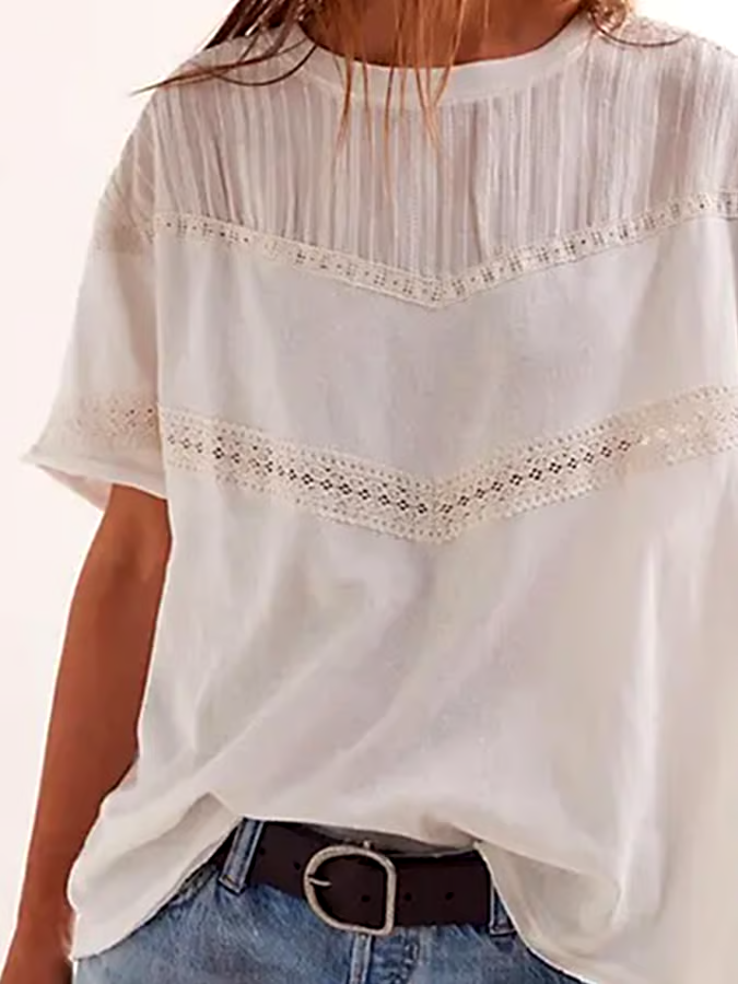 Women's Summer Cotton&Linen Hollow T-Shirt Women's Summer Cotton&Linen Hollow T-Shirt