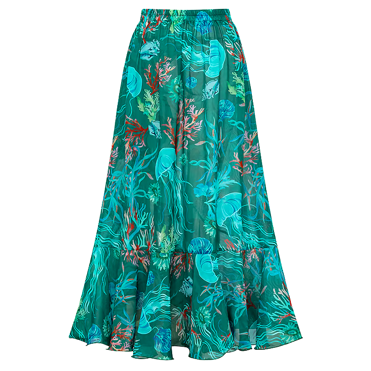 Removable Shoulder Strap Off Shoulder Marine Organism One Piece Swimsuit Set