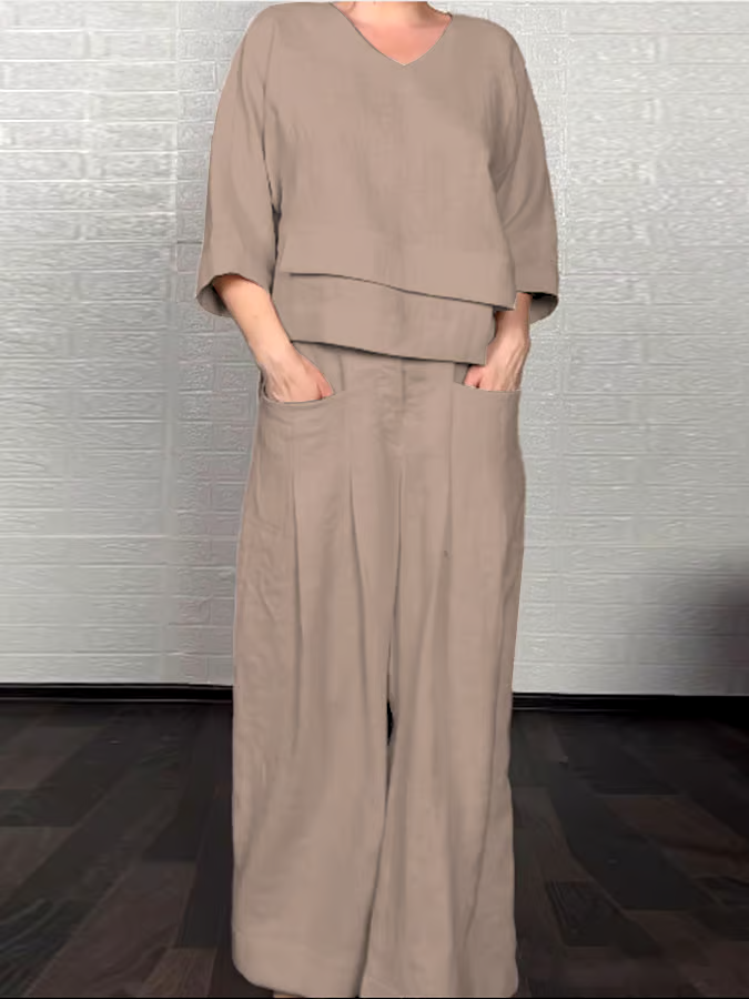 Women'S Casual Solid Color Irregular Cotton And Linen Suit Women'S Casual Solid Color Irregular Cotton And Linen Suit
