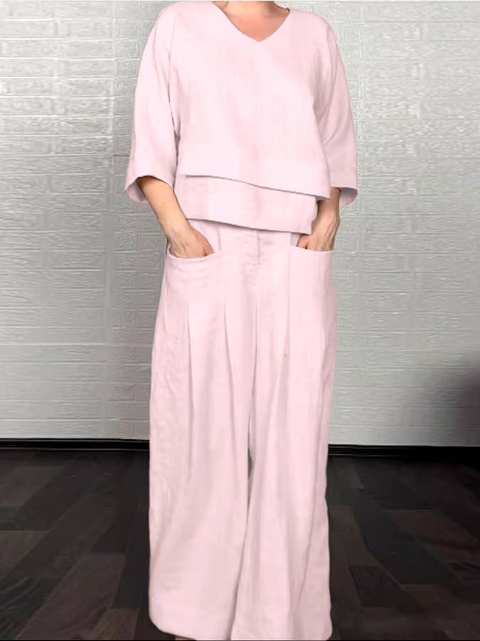 Women'S Casual Solid Color Irregular Cotton And Linen Suit Women'S Casual Solid Color Irregular Cotton And Linen Suit