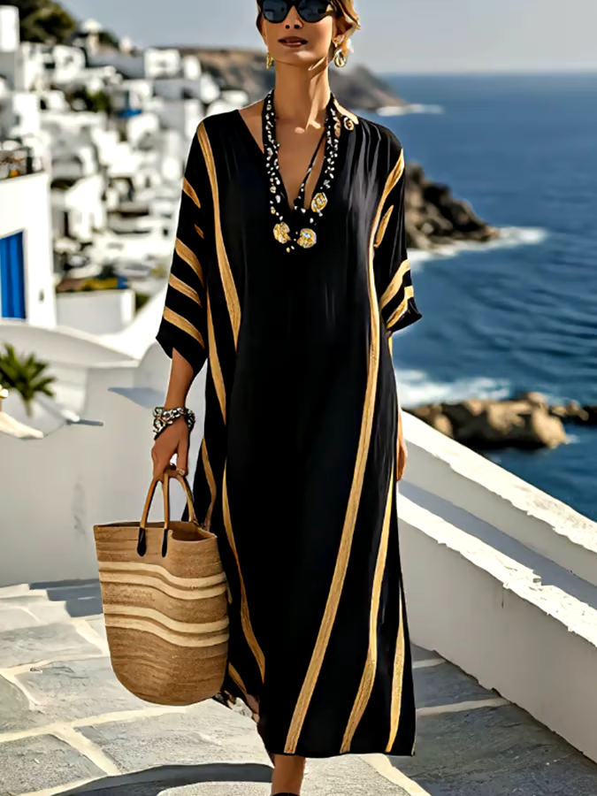 Women'S Contrast Striped Dress Women'S Contrast Striped Dress