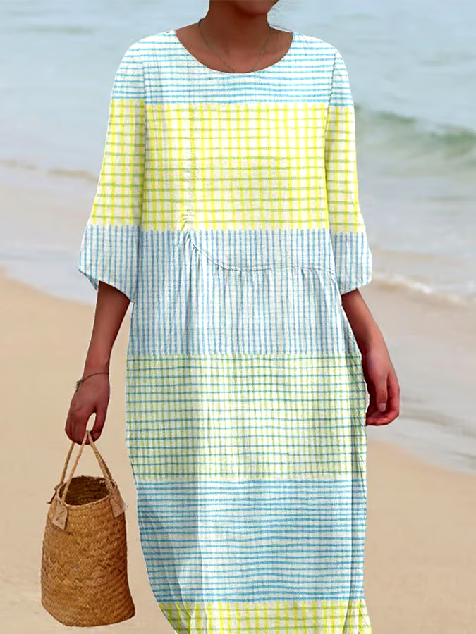 Women's Casual Plaid Loose Dress Women's Casual Plaid Loose Dress